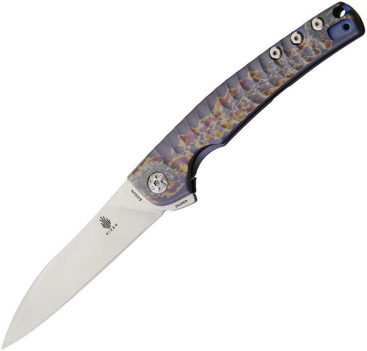 Kizer Cutlery Splinter Framelock Grooved Anodized Aluminum S35VN - Knives.mx