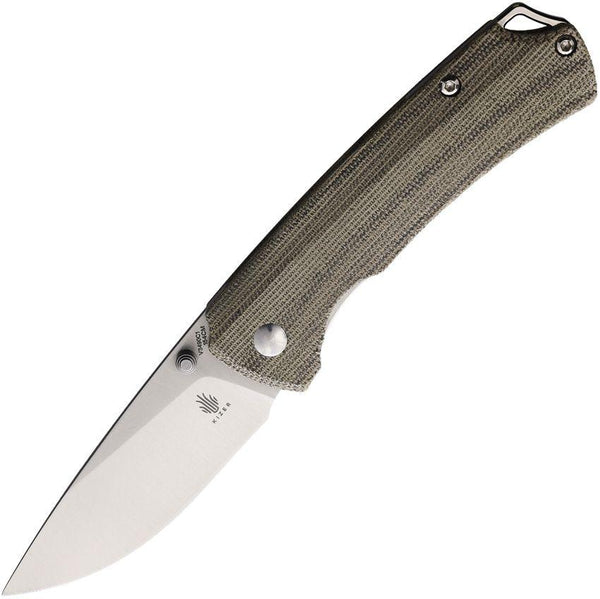 Kizer Cutlery T1 Linerlock Green Canvas Micarta Satin CPM-154CM - Knives.mx