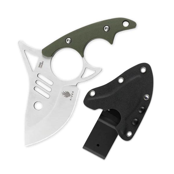 Kizer Cutlery The Shark Tooth CF Green Satin Bohler N690 - Knives.mx