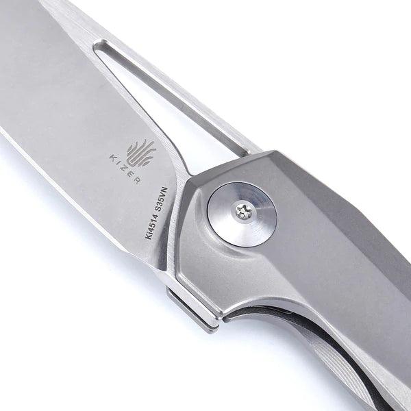 Kizer Cutlery Theta Framelock Titanium Gray Stonewash S35VN - Knives.mx