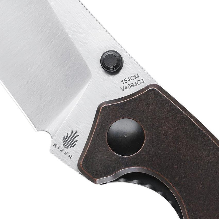 Kizer Cutlery Towser K Linerlock Black Copper Stonewash 154CM - Knives.mx