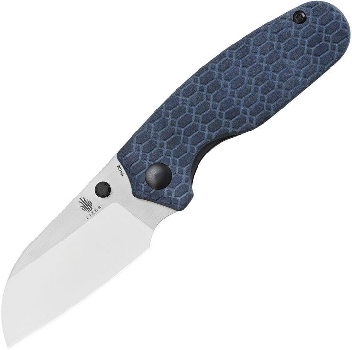 Kizer Cutlery Towser K Linerlock Richlite Blue Sculpted Satin 154CM - Knives.mx