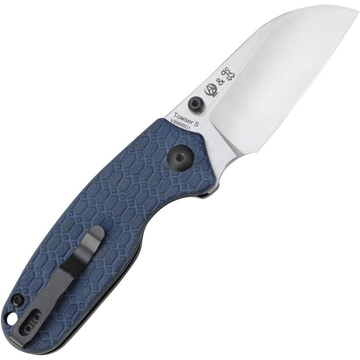 Kizer Cutlery Towser K Linerlock Richlite Blue Sculpted Satin 154CM - Knives.mx