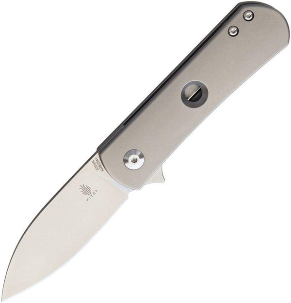 Kizer Cutlery Yorkie Framelock Gray w Hole Titanium Stonewash S35VN - Knives.mx