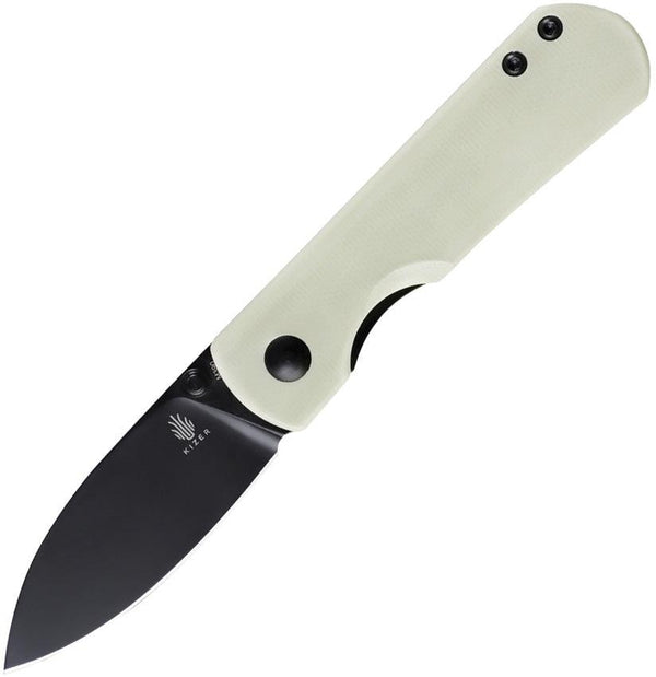 Kizer Cutlery Yorkie Linerlock White G10 Black Bohler M390 - Knives.mx