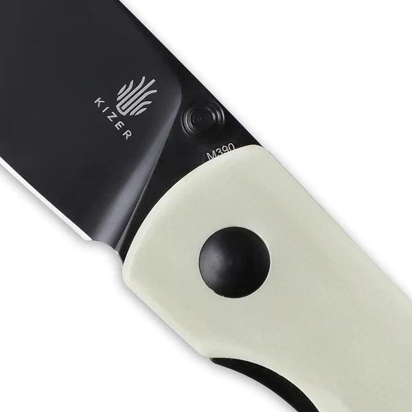 Kizer Cutlery Yorkie Linerlock White G10 Black Bohler M390 - Knives.mx