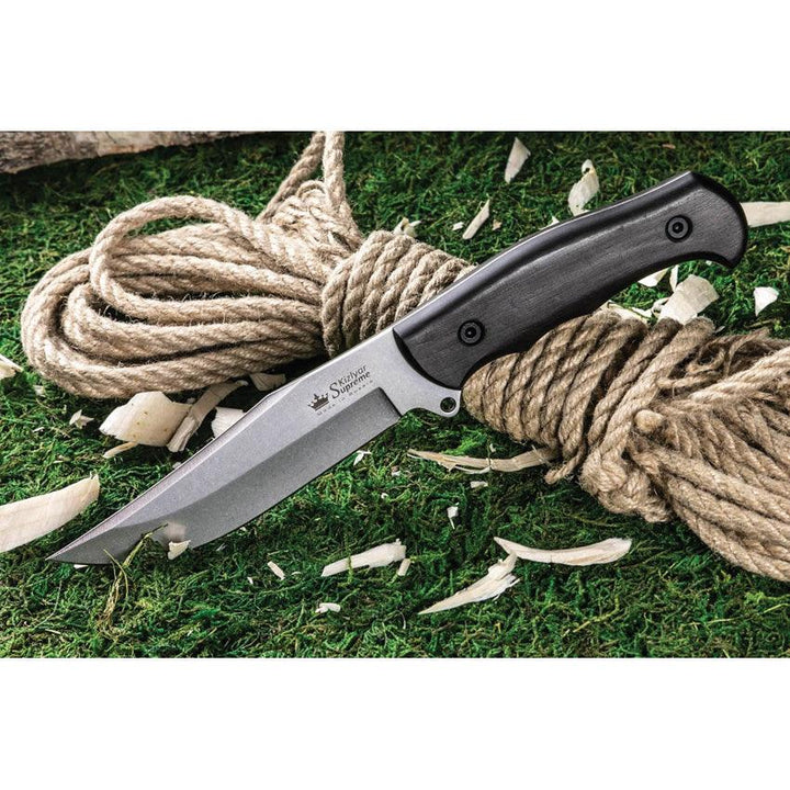 Kizlyar Caspian Fixed Blade Black Wood Satin D2 - Knives.mx