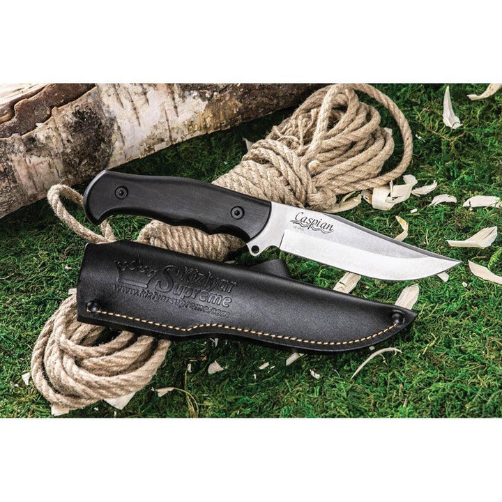Kizlyar Caspian Fixed Blade Black Wood Satin D2 - Knives.mx