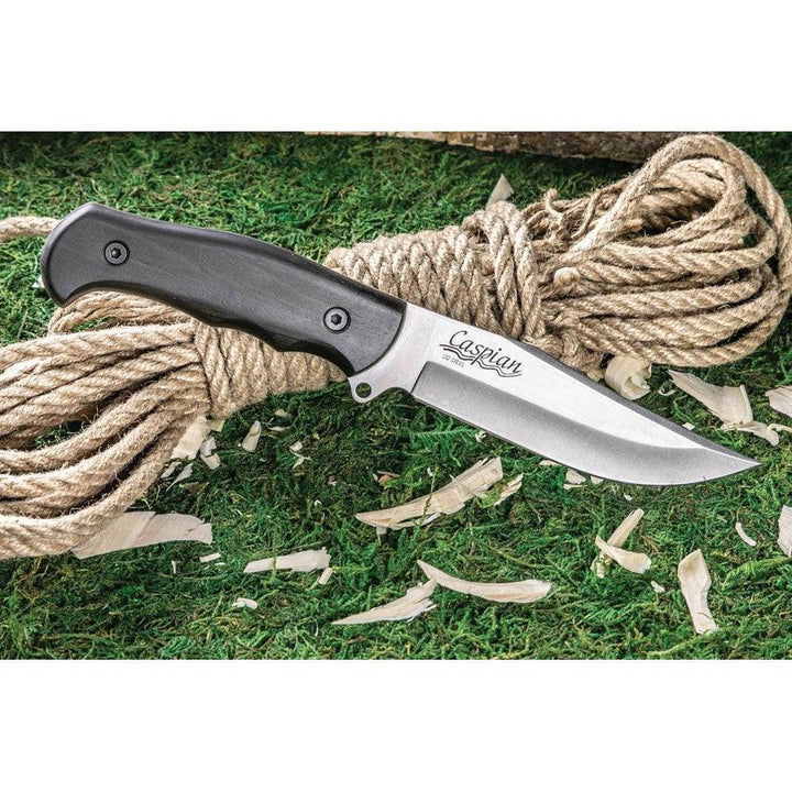 Kizlyar Caspian Fixed Blade Black Wood Satin D2 - Knives.mx