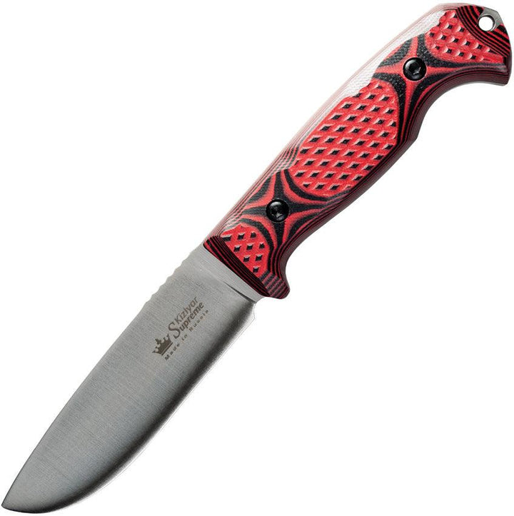 Kizlyar Ural Fixed Blade Black & Red G10 Satin Sleipner - Knives.mx