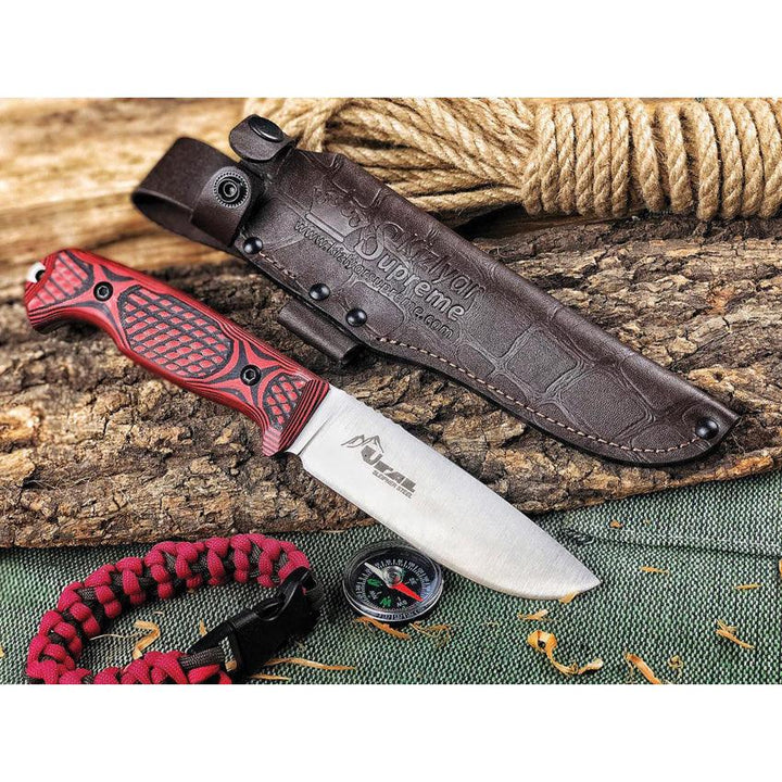 Kizlyar Ural Fixed Blade Black & Red G10 Satin Sleipner - Knives.mx