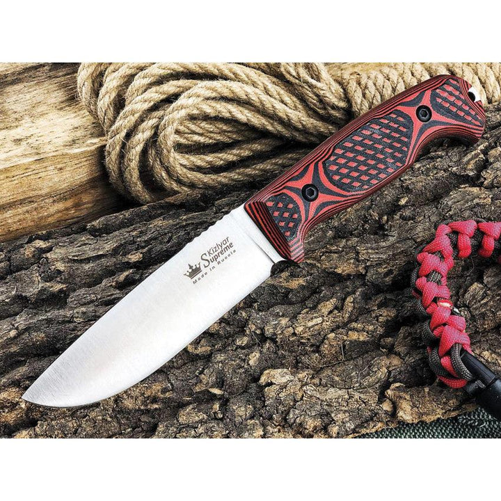 Kizlyar Ural Fixed Blade Black & Red G10 Satin Sleipner - Knives.mx