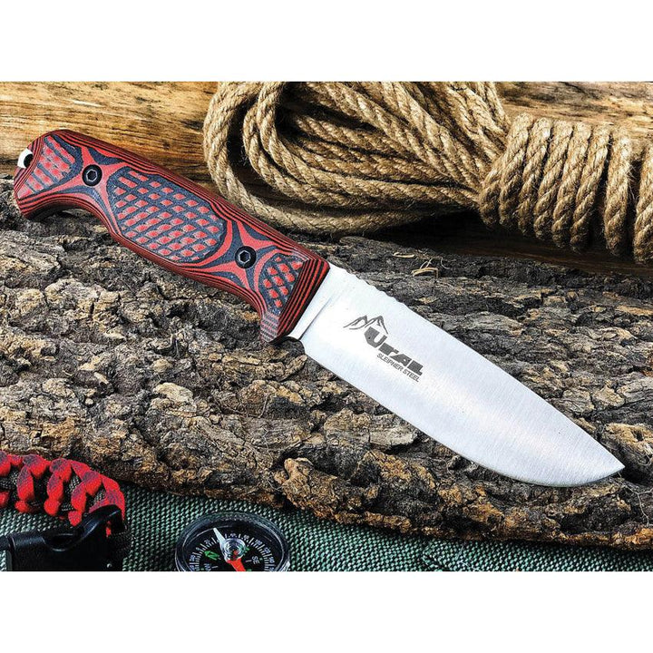 Kizlyar Ural Fixed Blade Black & Red G10 Satin Sleipner - Knives.mx