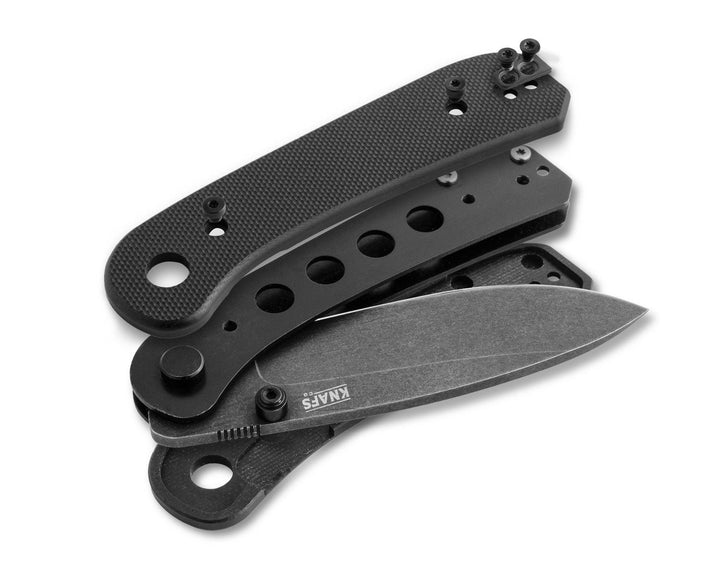 Knafs Lander EDC Knife with Fast Swap Scales- Black G10 Stonewashed D2 - Knives.mx