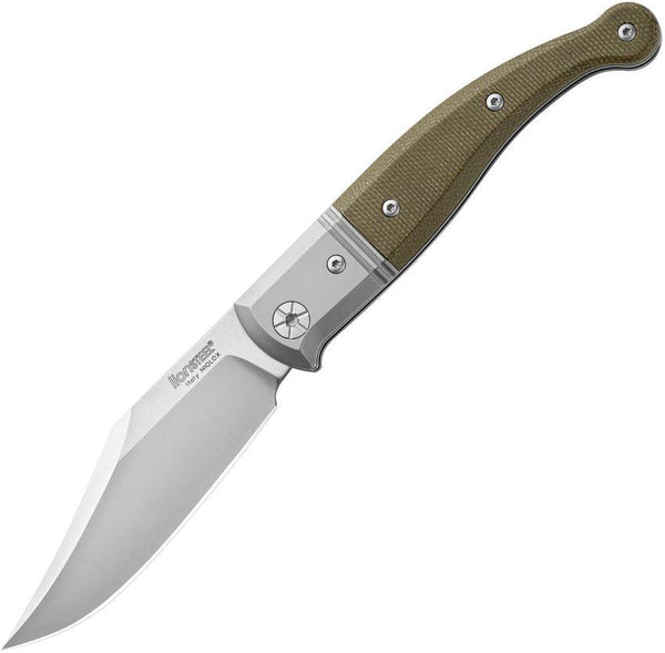 LionSTEEL Gitano Slip Joint Green Micarta Satin Clip Point Niolox Steel - Knives.mx