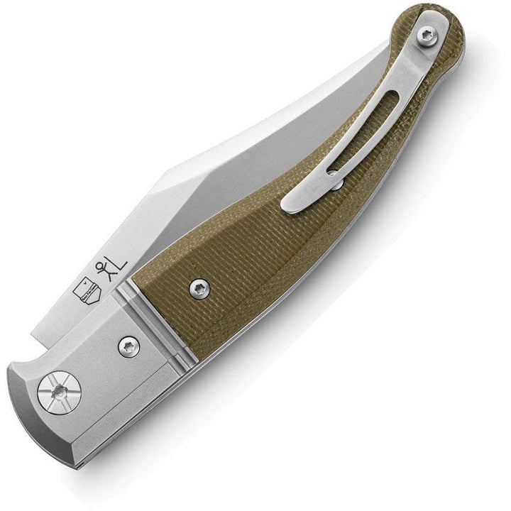 LionSTEEL Gitano Slip Joint Green Micarta Satin Clip Point Niolox Steel - Knives.mx