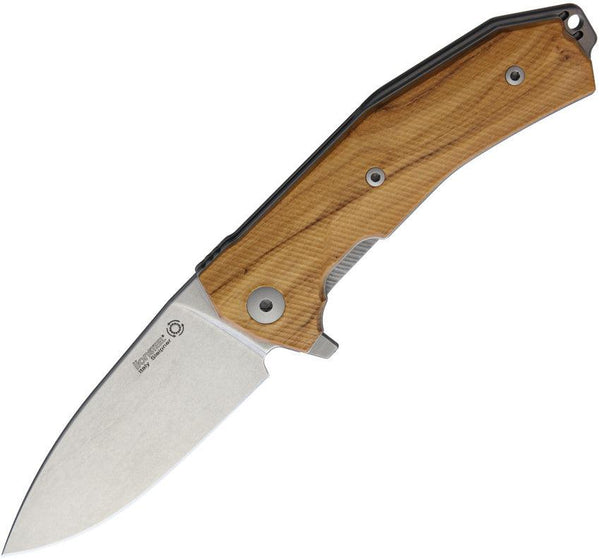 LionSTEEL KUR Linerlock Olive Wood Stonewash Sleipner Steel - Knives.mx