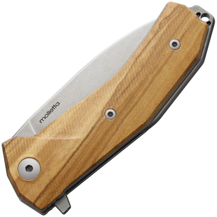 LionSTEEL KUR Linerlock Olive Wood Stonewash Sleipner Steel - Knives.mx