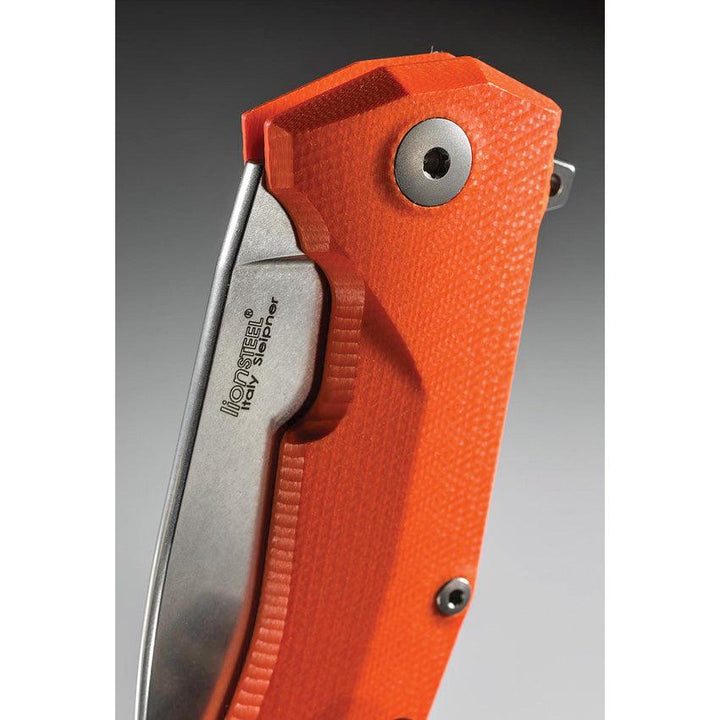 LionSTEEL KUR Linerlock Orange G10 Stonewash Sleipner Steel - Knives.mx