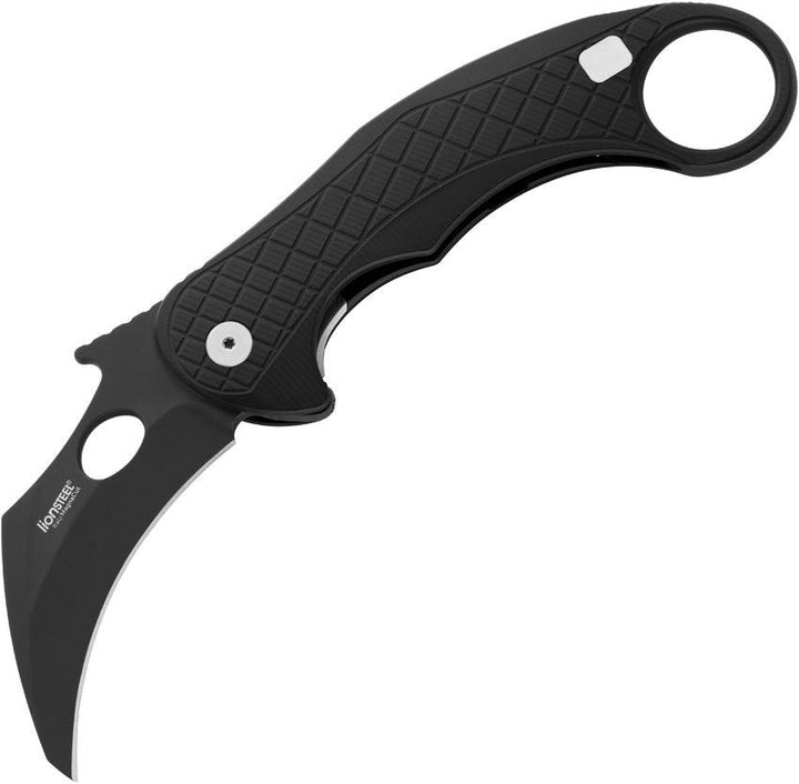 LionSTEEL L.E.ONE Karambit Framelock Blackout Aluminum Chemical Black CPM MagnaCut - Knives.mx