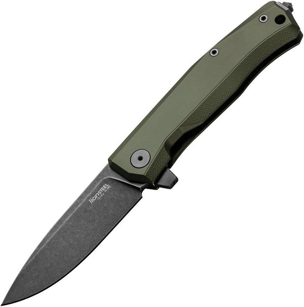 LionSTEEL Myto Framelock Aluminum Green Aluminum Black Stonewash Bohler M390 - Knives.mx