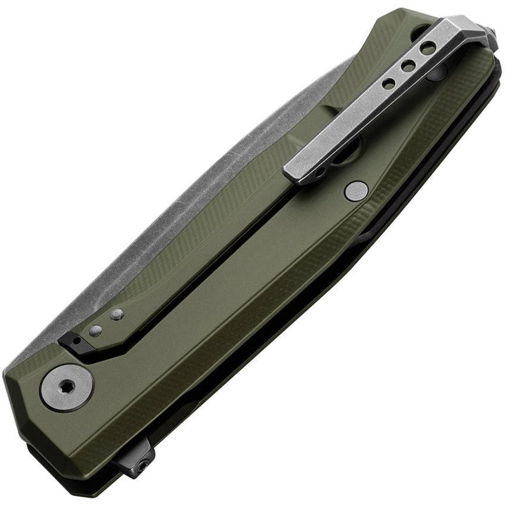 LionSTEEL Myto Framelock Aluminum Green Aluminum Black Stonewash Bohler M390 - Knives.mx