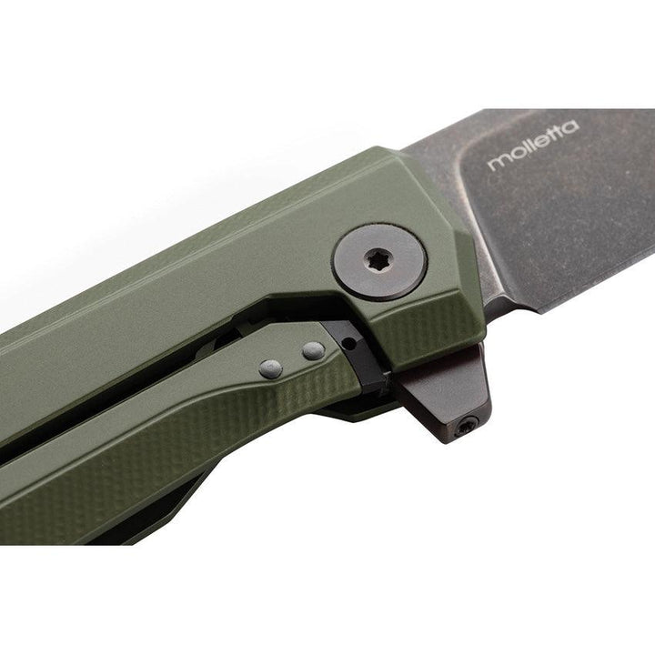 LionSTEEL Myto Framelock Aluminum Green Aluminum Black Stonewash Bohler M390 - Knives.mx