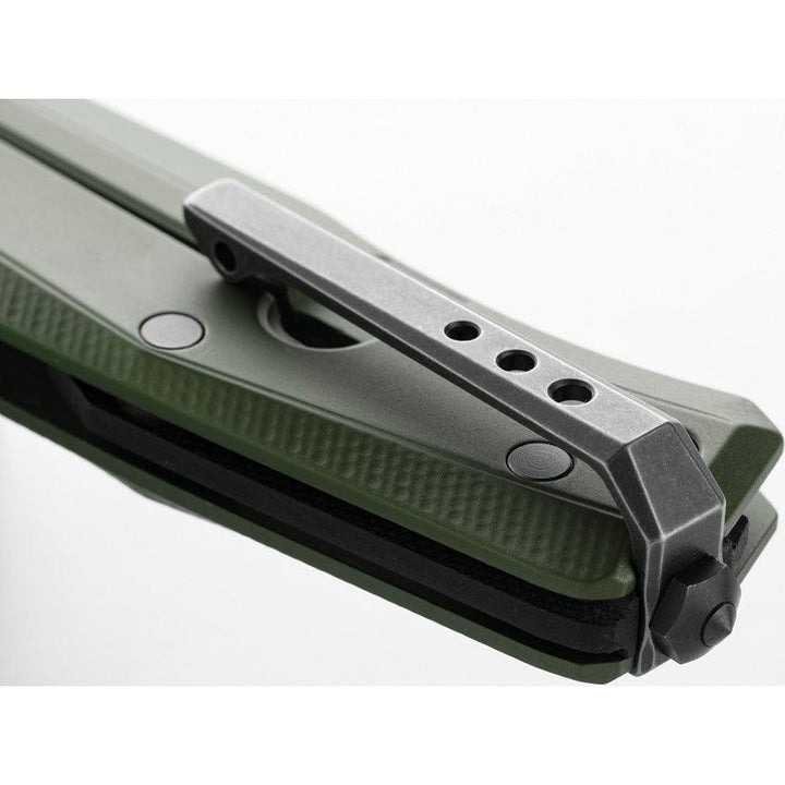 LionSTEEL Myto Framelock Aluminum Green Aluminum Black Stonewash Bohler M390 - Knives.mx