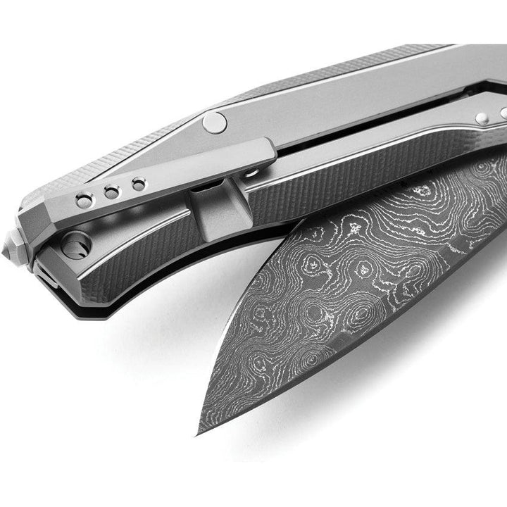 LionSTEEL Myto Framelock Gray Titanium Damascus - Knives.mx