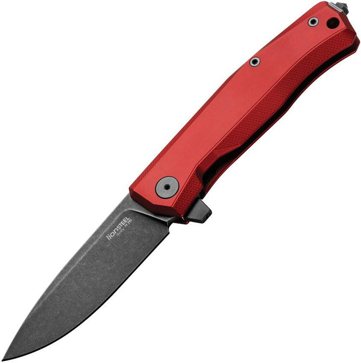 LionSTEEL Myto Framelock Red Aluminum Black Stonewash Bohler M390 - Knives.mx