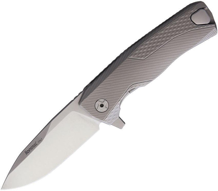 LionSTEEL ROK Framelock Gray Sculpted Titanium Satin Bohler M390 - Knives.mx