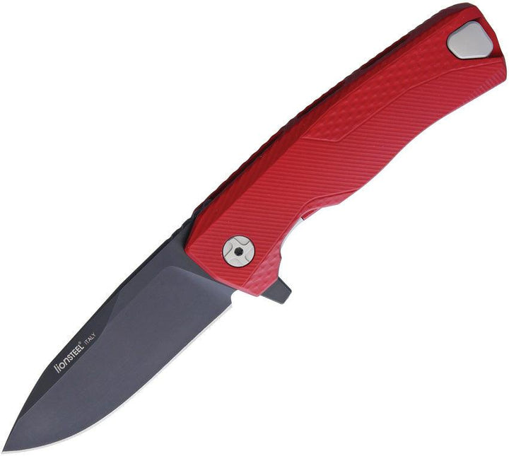 LionSTEEL ROK Framelock Red Aluminum Black Bohler M390 - Knives.mx