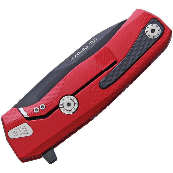 LionSTEEL ROK Framelock Red Aluminum Black Bohler M390 - Knives.mx