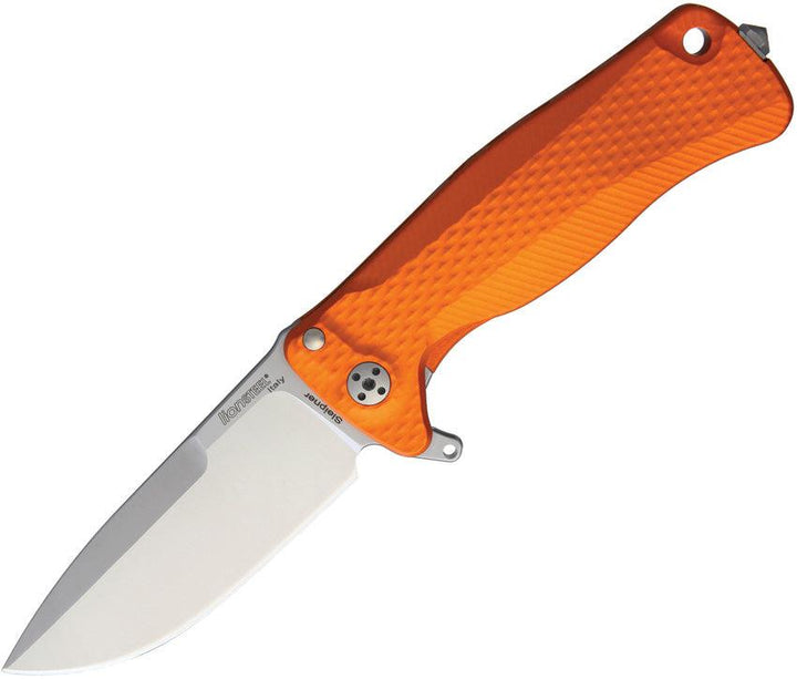 LionSTEEL SR22 Framelock Orange Textured Aluminum Satin Sleipner - Knives.mx