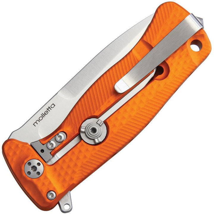 LionSTEEL SR22 Framelock Orange Textured Aluminum Satin Sleipner - Knives.mx