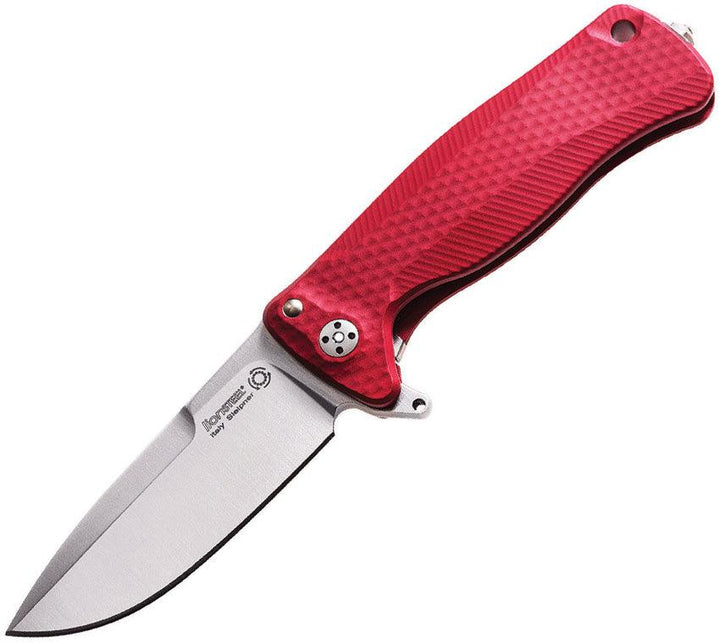 LionSTEEL SR22 Framelock Red Textured Aluminum Satin Sleipner - Knives.mx