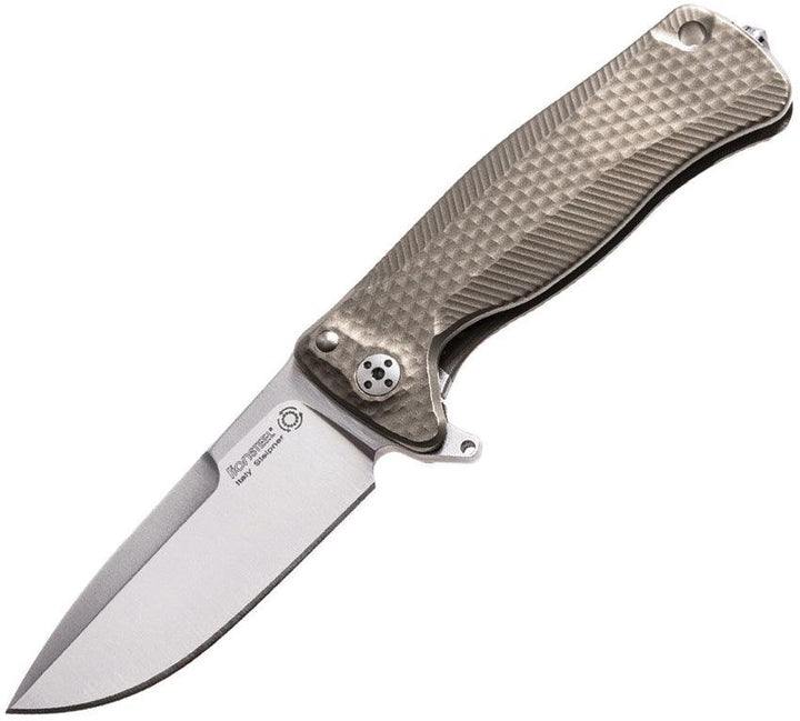 LionSTEEL SR22 Framelock Titanium Bronze Textured Titanium Satin Sleipner - Knives.mx