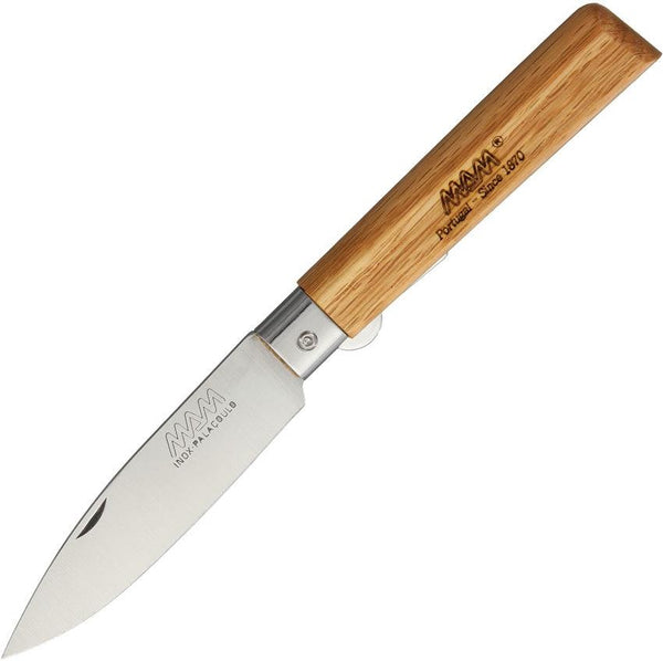 MAM Linerlock Drop Point Oak Wood Satin Stainless - Knives.mx