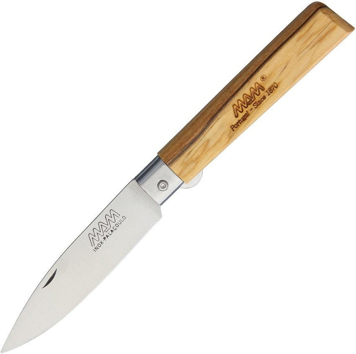 MAM Linerlock Drop Point Olive Wood Satin Stainless - Knives.mx