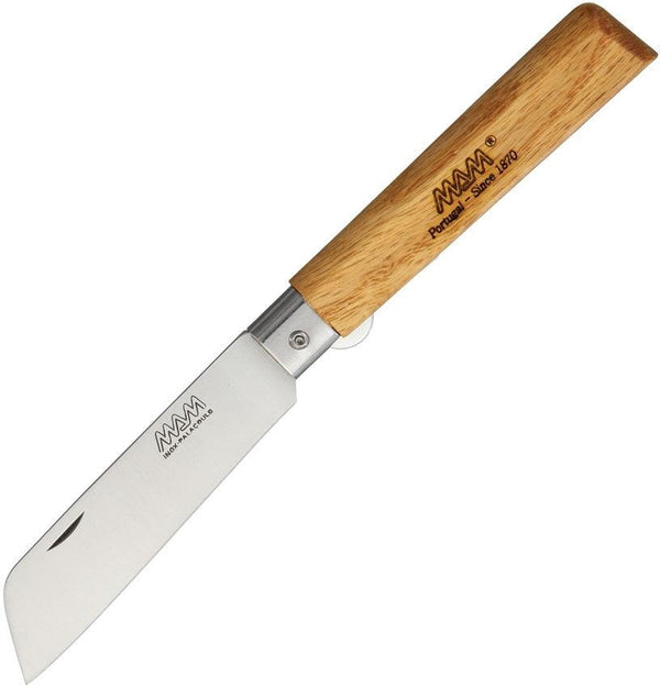 MAM Linerlock Sheepsfoot Oak Wood Satin Stainless - Knives.mx