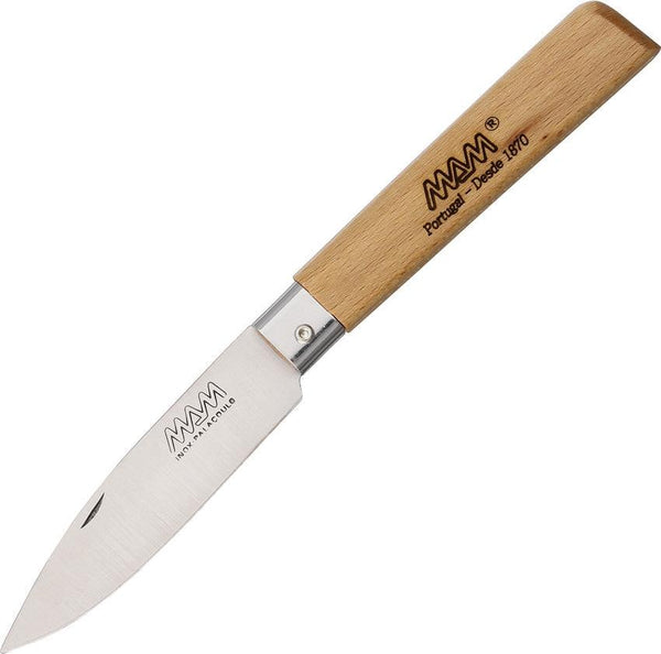 MAM Medium Folder Brown Beech Wood Drop Point Stainless Blade - Knives.mx