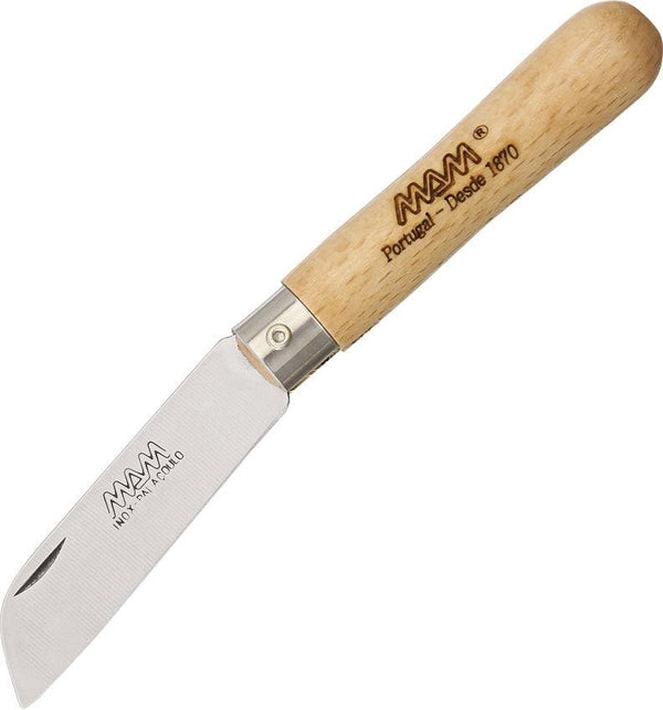 MAM Small Folder Brown Beech Wood Sheepsfoot Stainless Blade - Knives.mx