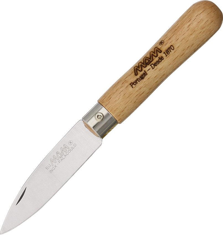 MAM Small Folder Brown Beech Wood Stainless Drop Point - Knives.mx