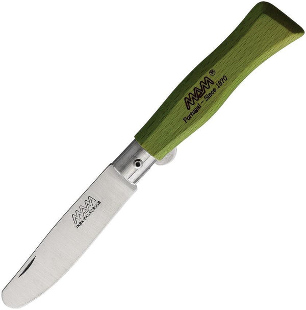 MAM Youth Linerlock Green Beech Wood Satin Stainless - Knives.mx