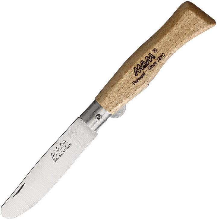 MAM Youth Linerlock Natural Beech Wood Satin Stainless - Knives.mx