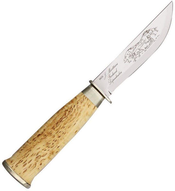 Marttiini Lapp Knife Varnished Curly Birch Stainless - Knives.mx