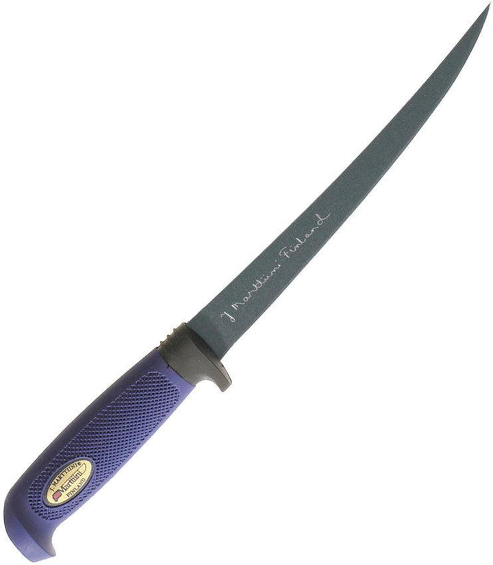 Marttiini Martef Fillet Blue Textured Rubber w/Plastic Sheath - Knives.mx