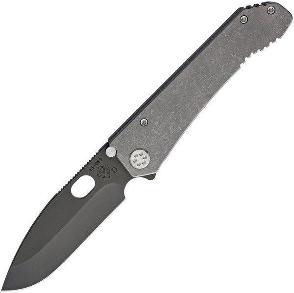 Medford 187 DP Framelock Tumbled Titanium Black PVD Coated D2 - Knives.mx