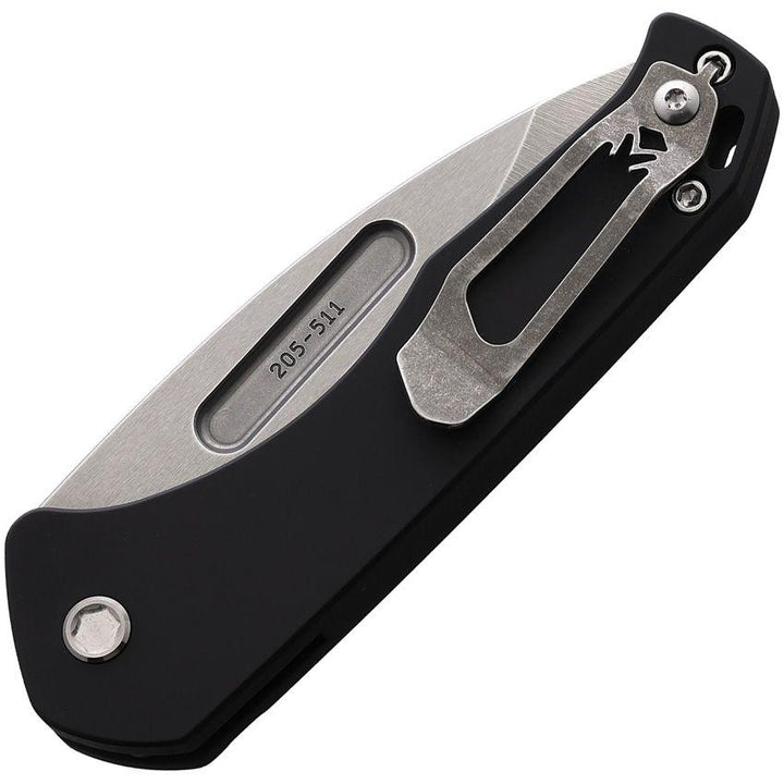 Medford Auto Swift Button Lock Black Anodized Titanium Tumbled D2 Steel - Knives.mx