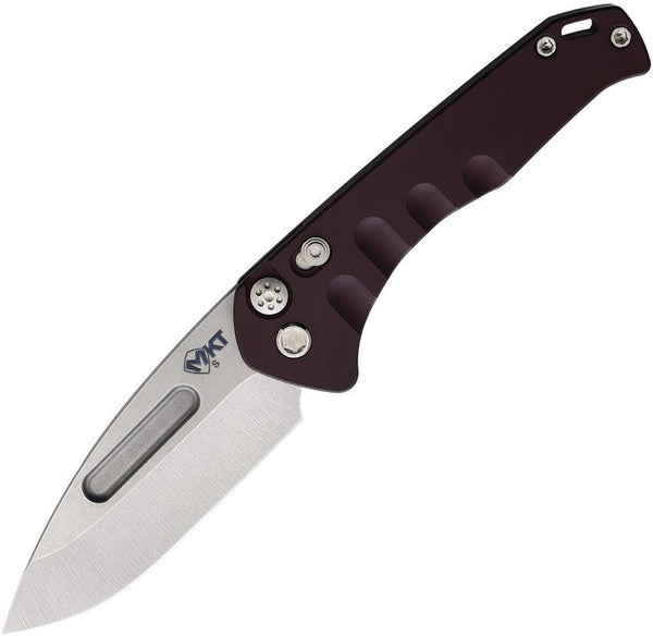 Medford Auto Swift Button Lock Burgundy Aluminum Tumbled S45VN - Knives.mx